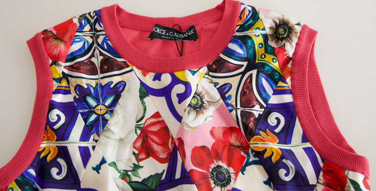 Dolce & Gabbana Multicolor Majolica Floral Crew Neck Tank Top -   -  Dolce & Gabbana.