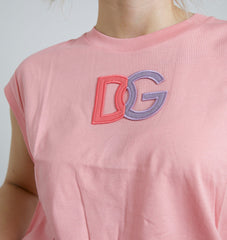 Dolce & Gabbana Pink Cotton DG Logo Crew Neck Tank T-shirt -   -  Dolce & Gabbana.