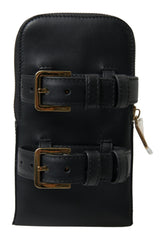 Dolce & Gabbana Black Leather Men Purse Double Belt Strap Bracelet Bag -   -  Dolce & Gabbana.