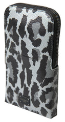 Dolce & Gabbana Gray Leopard Leather Men Purse Crossbody Sling Phone Bag -   -  Dolce & Gabbana.