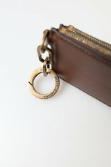 Dolce & Gabbana Brown Leather Zip Logo Keyring Coin Purse Wallet -   -  Dolce & Gabbana.