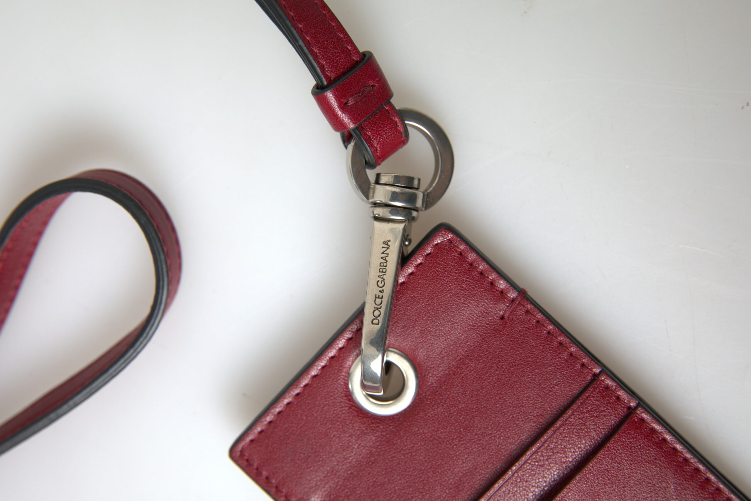 Dolce & Gabbana Red Leather Lanyard Logo Slim Card Holder Men Wallet -  Leather Card Holder for Men -  Dolce & Gabbana.