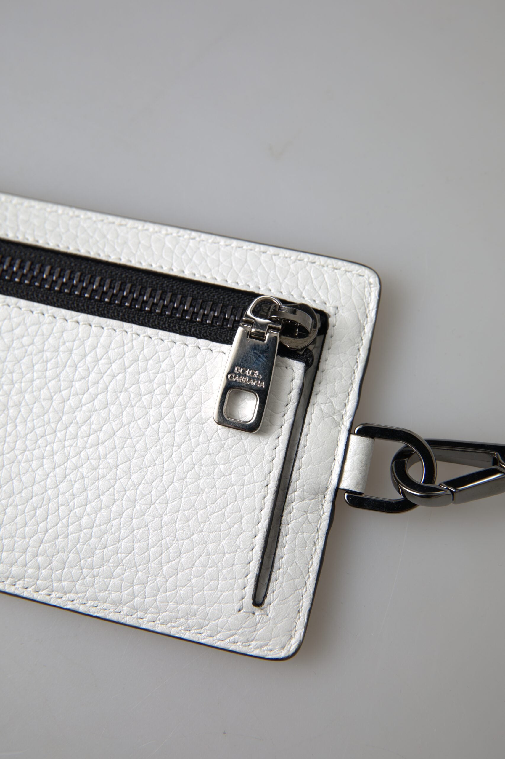 Dolce & Gabbana White Leather Lanyard Logo Card Holder Men Wallet -  Leather Card Holder for Men -  Dolce & Gabbana.