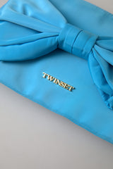 Twinset Blue Tafta Silk Large Bow Zipper Clutch Women Borse Logo Bag -  Luxury Clutch Bag for Women -  Twinset.