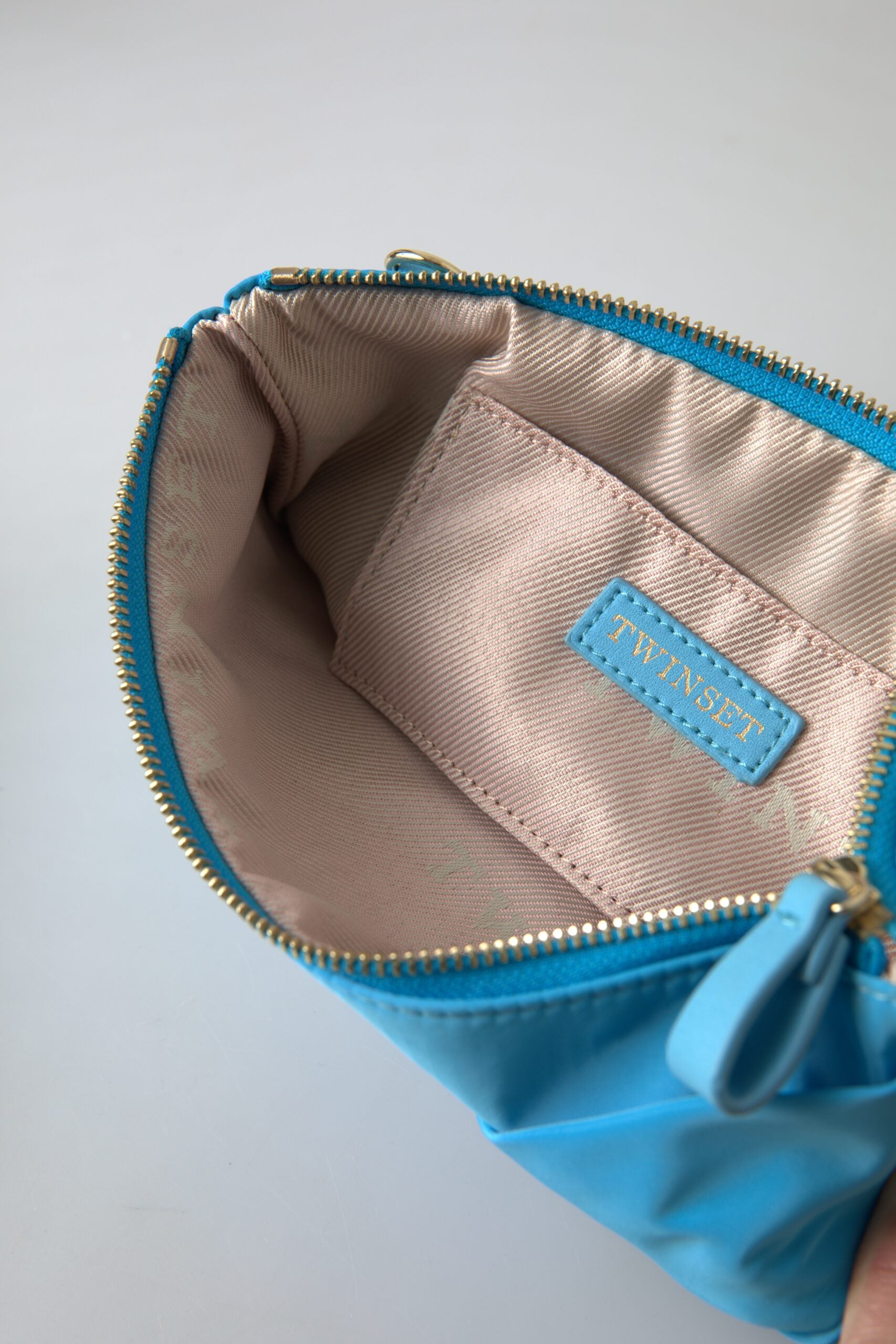 Twinset Blue Tafta Silk Large Bow Zipper Clutch Women Borse Logo Bag -  Luxury Clutch Bag for Women -  Twinset.
