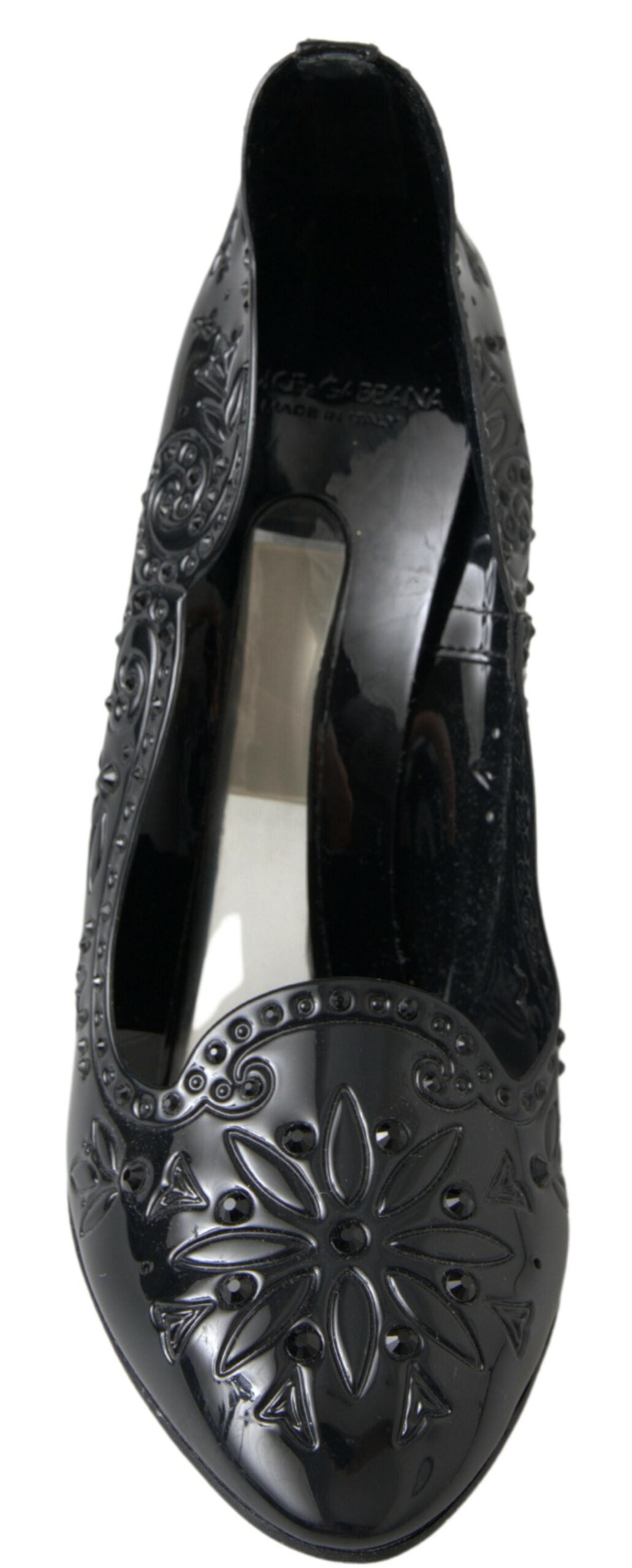 Dolce & Gabbana Black CINDERELLA Floral Crystal Heels Shoes -   -  Dolce & Gabbana.