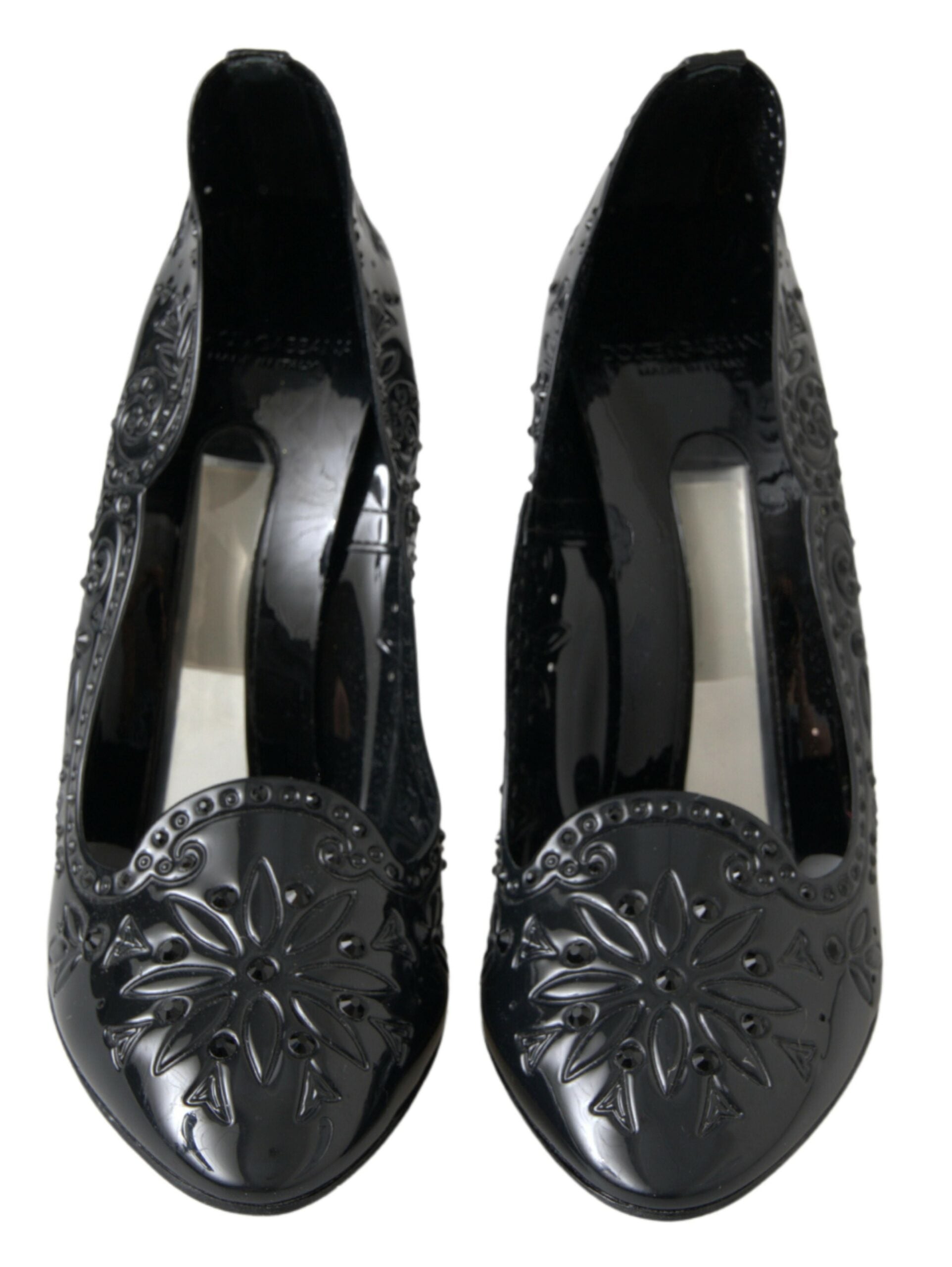 Dolce & Gabbana Black CINDERELLA Floral Crystal Heels Shoes -   -  Dolce & Gabbana.