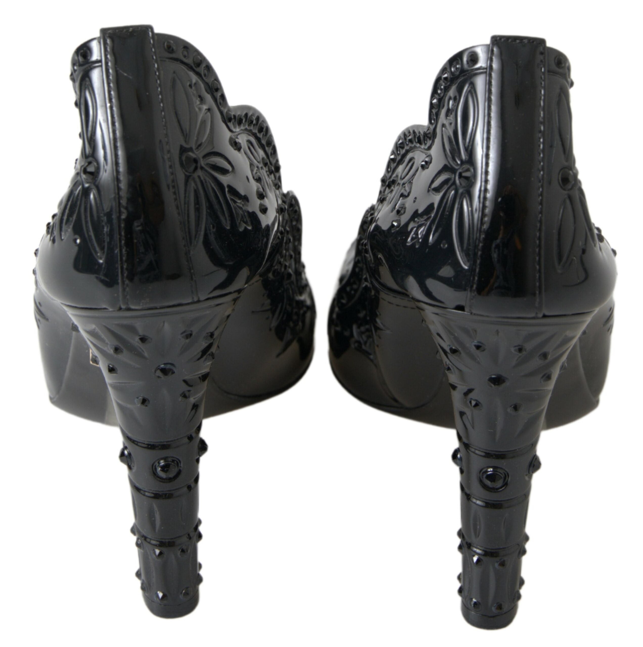 Dolce & Gabbana Black CINDERELLA Floral Crystal Heels Shoes -   -  Dolce & Gabbana.