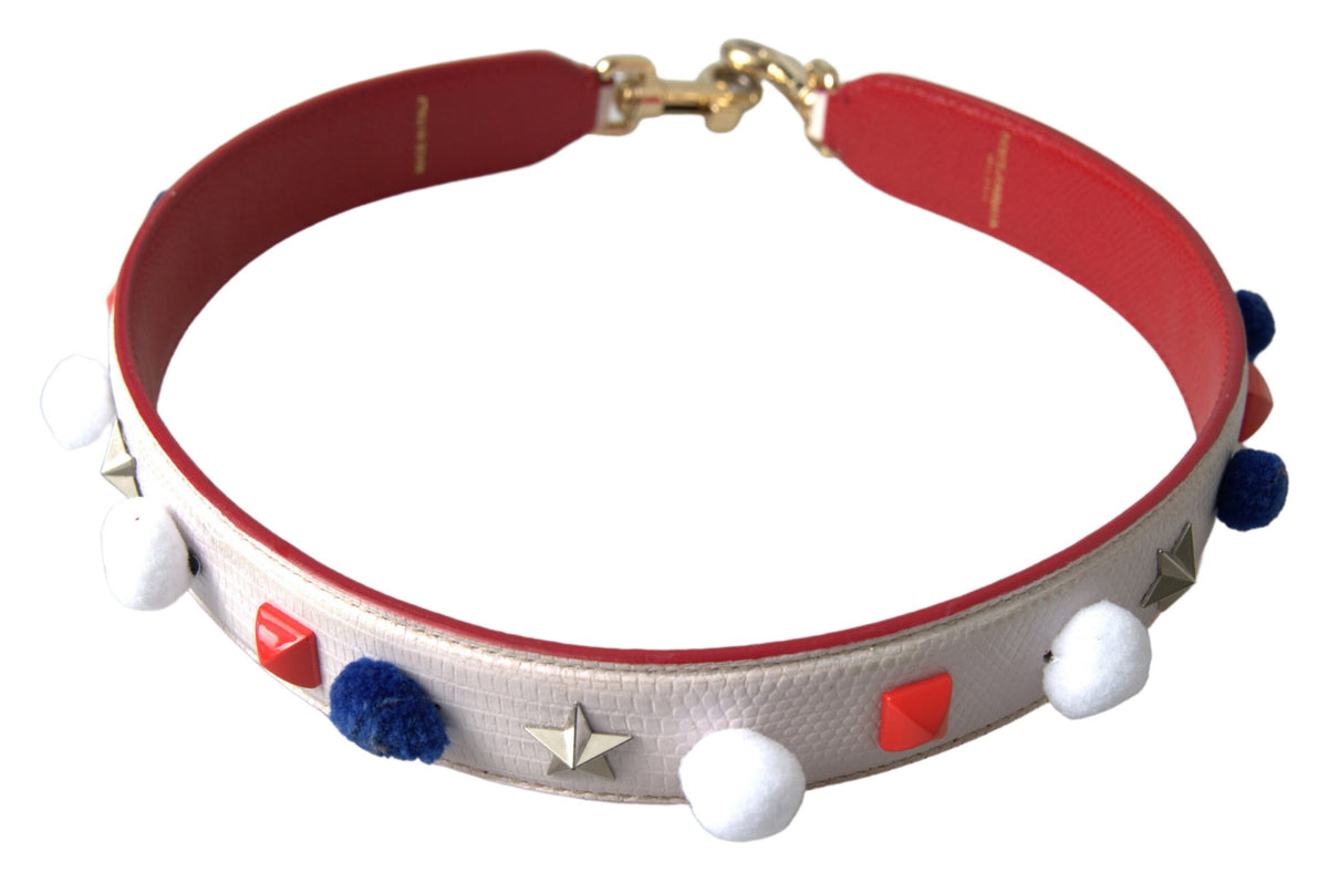 Dolce & Gabbana White Leather Studded Bag Shoulder Strap -   -  Dolce & Gabbana.