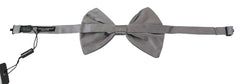 Dolce & Gabbana Bow Tie Men Silver Gray Silk Adjustable Neck Papillon -  Neckties, Men -  Dolce & Gabbana.
