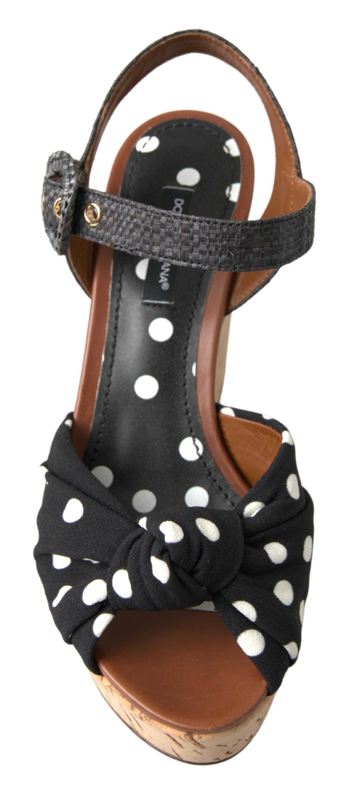 Dolce & Gabbana Black  Wedges Polka Dotted Ankle Strap Shoes Sandals -   -  Dolce & Gabbana.