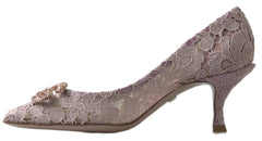 Dolce & Gabbana Pink Floral Lace DG Crystal Pumps Shoes -   -  Dolce & Gabbana.
