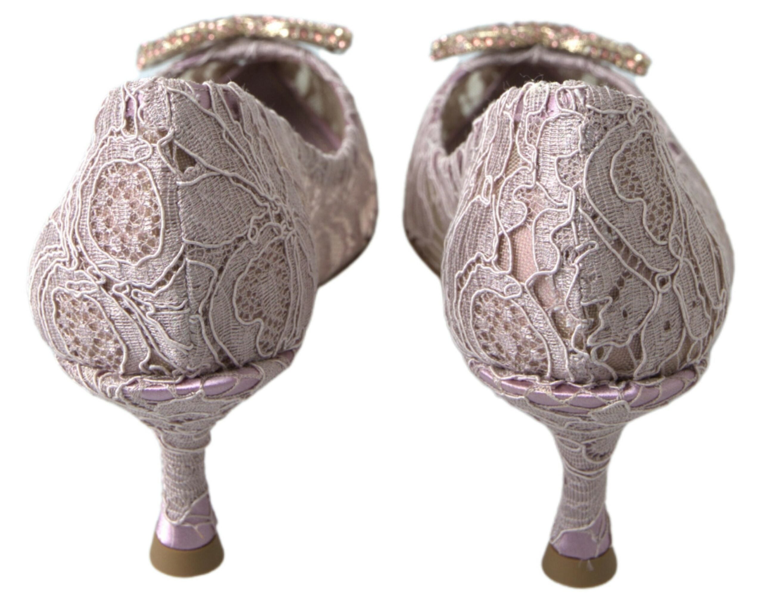 Dolce & Gabbana Pink Floral Lace DG Crystal Pumps Shoes -   -  Dolce & Gabbana.