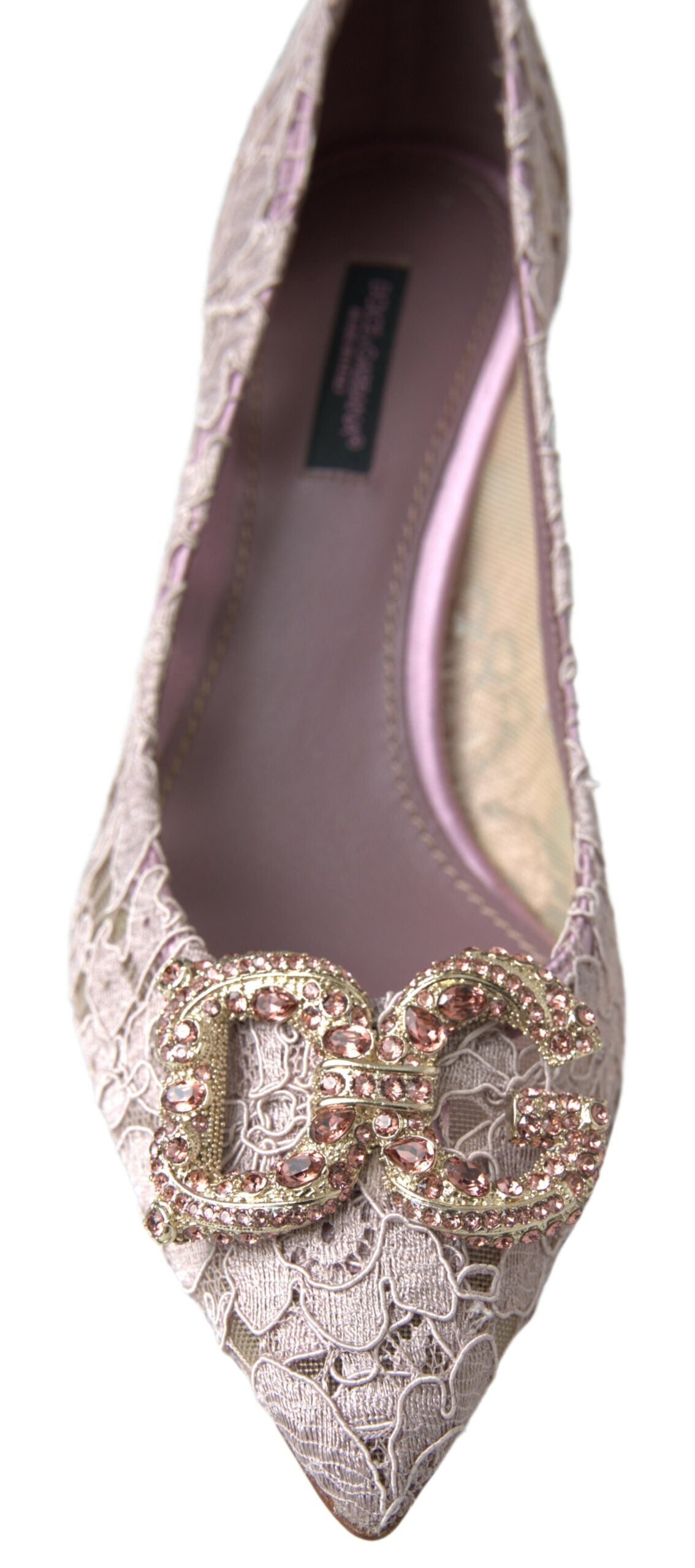 Dolce & Gabbana Pink Floral Lace DG Crystal Pumps Shoes -   -  Dolce & Gabbana.