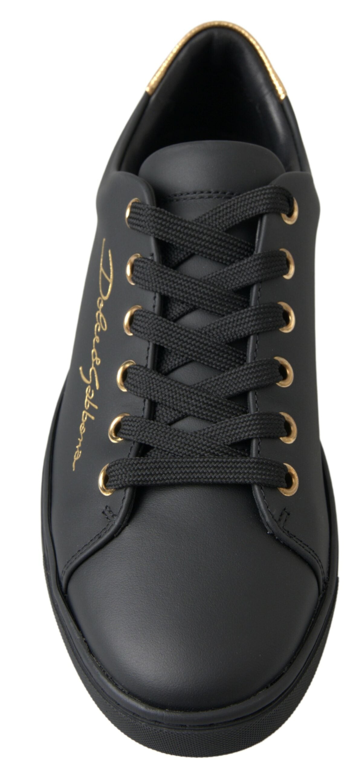 Dolce & Gabbana Black Gold Leather Classic Sneakers Shoes -   -  Dolce & Gabbana.