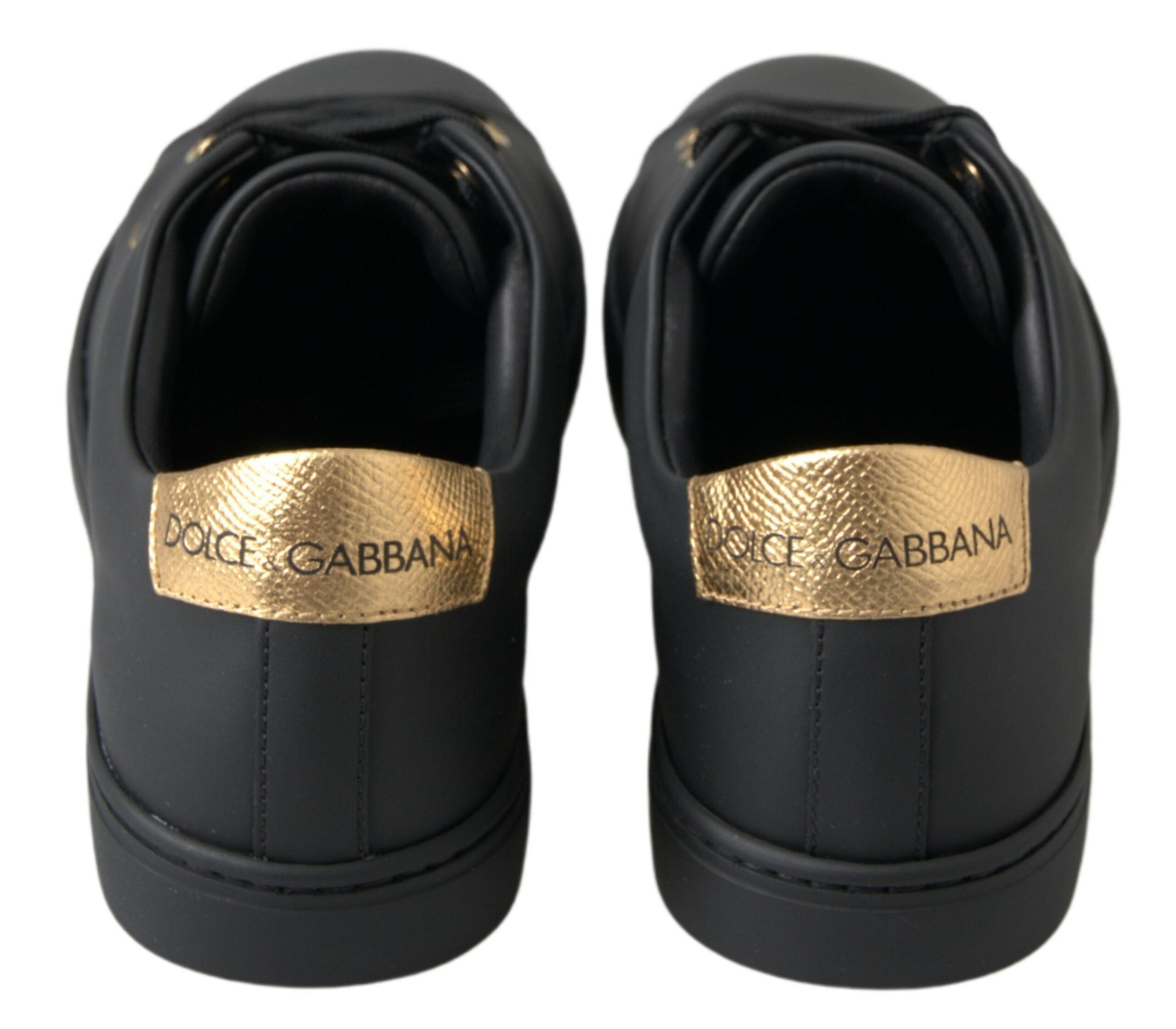 Dolce & Gabbana Black Gold Leather Classic Sneakers Shoes -   -  Dolce & Gabbana.