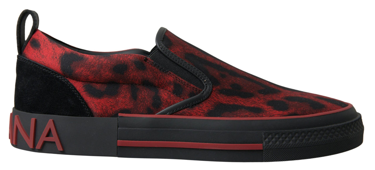 Dolce & Gabbana Red Black Leopard Loafers Sneakers Shoes -   -  Dolce & Gabbana.