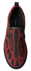 Dolce & Gabbana Red Black Leopard Loafers Sneakers Shoes -   -  Dolce & Gabbana.
