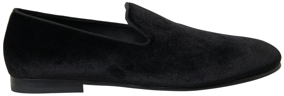 Dolce & Gabbana Black Velvet Loafers Formal Shoes -   -  Dolce & Gabbana.