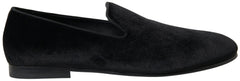 Dolce & Gabbana Black Velvet Loafers Formal Shoes -   -  Dolce & Gabbana.