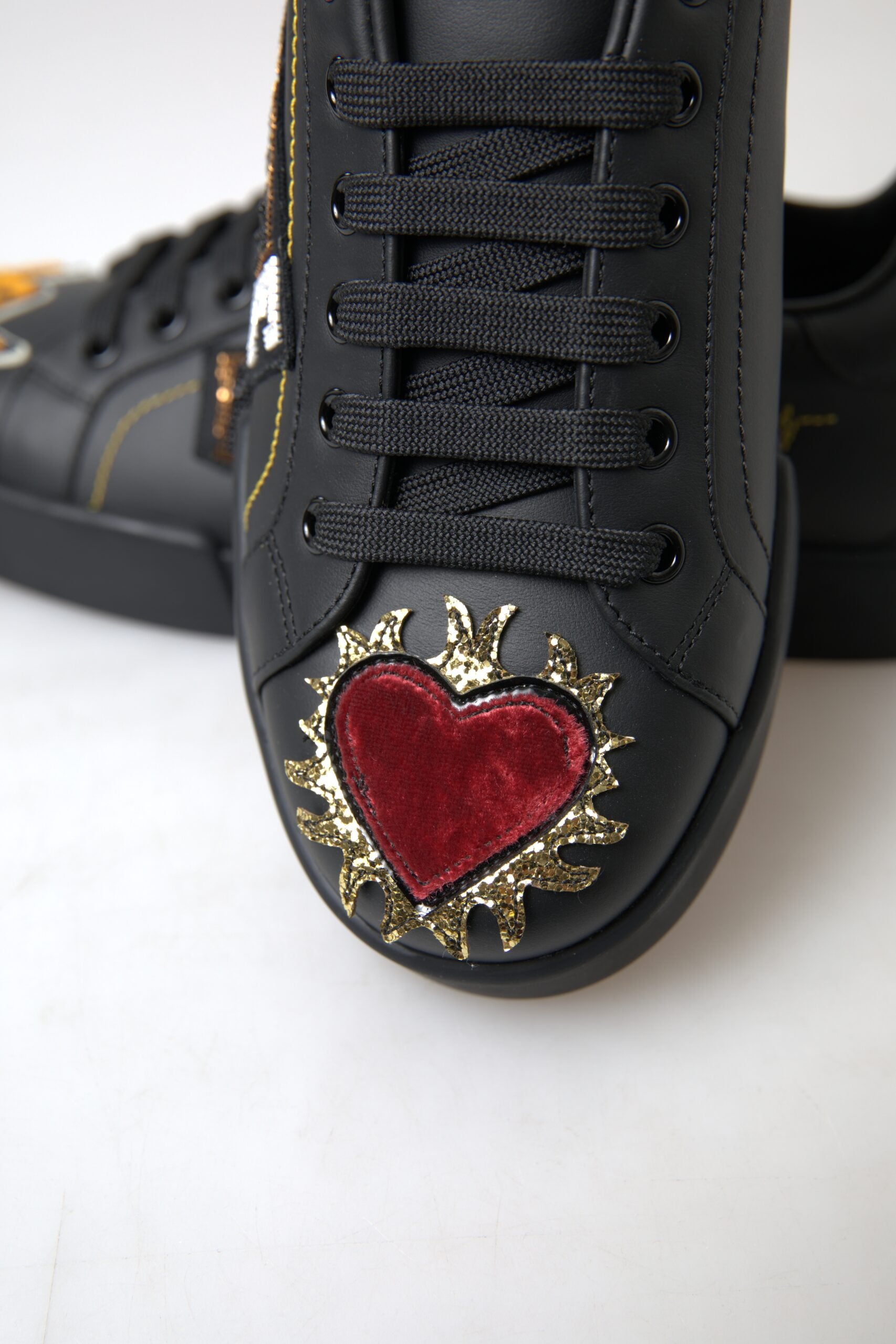 Dolce & Gabbana Black Leather Portofino Prince Sneakers -   -  Dolce & Gabbana.