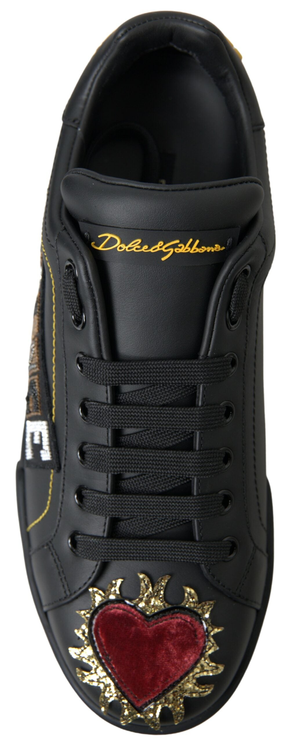 Dolce & Gabbana Black Leather Portofino Prince Sneakers -   -  Dolce & Gabbana.