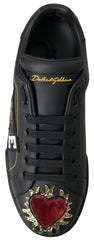 Dolce & Gabbana Black Leather Portofino Prince Sneakers -   -  Dolce & Gabbana.