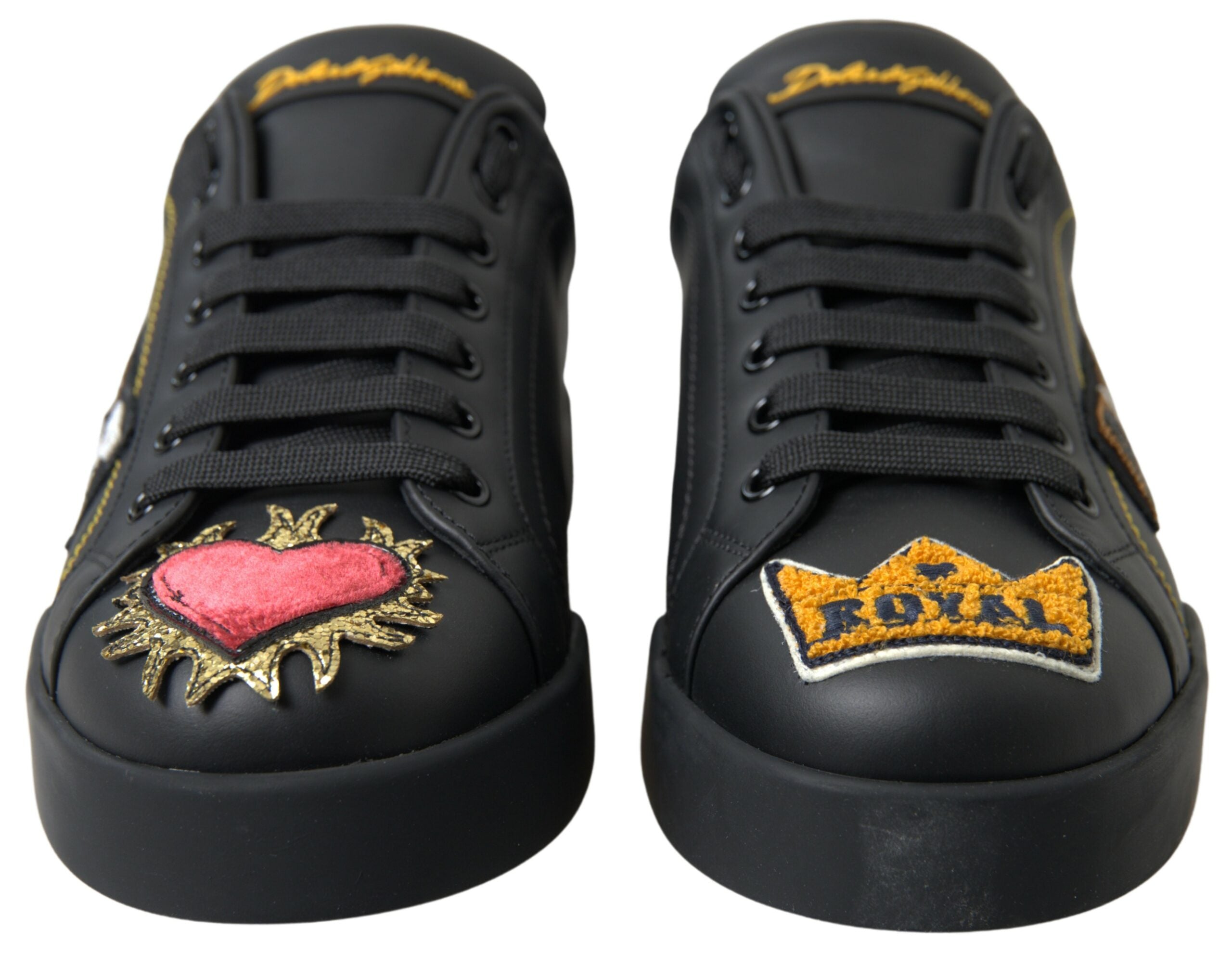 Dolce & Gabbana Black Leather Portofino Prince Sneakers -   -  Dolce & Gabbana.