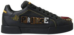 Dolce & Gabbana Black Leather Portofino Prince Sneakers -   -  Dolce & Gabbana.