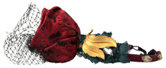 Dolce & Gabbana Red with multicolor Rose Silk Crystal Netted Logo Diadem Headband -   -  Dolce & Gabbana.