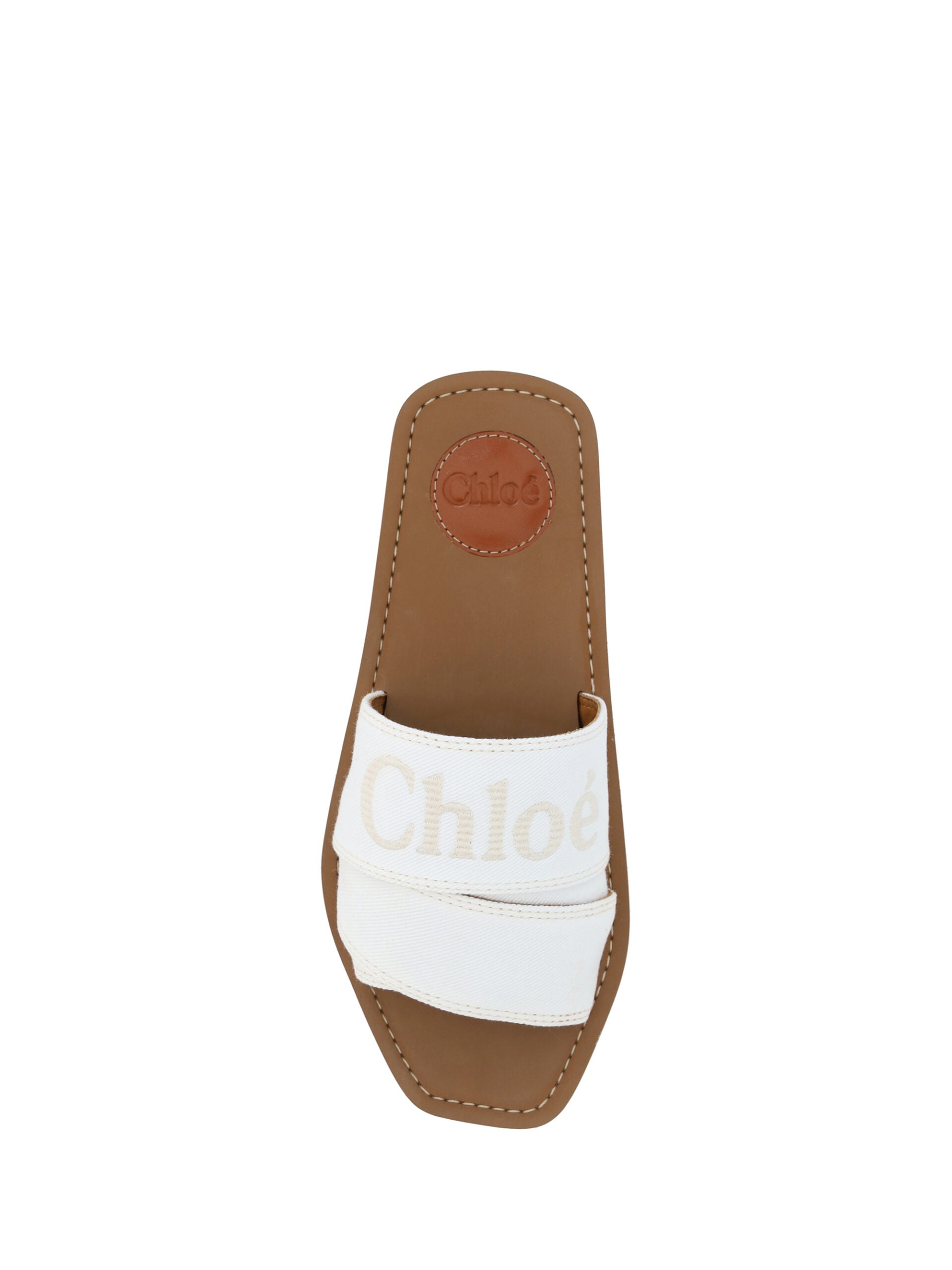 Chloé Elegant White Cotton Slide Sandals -   -  Chloé.