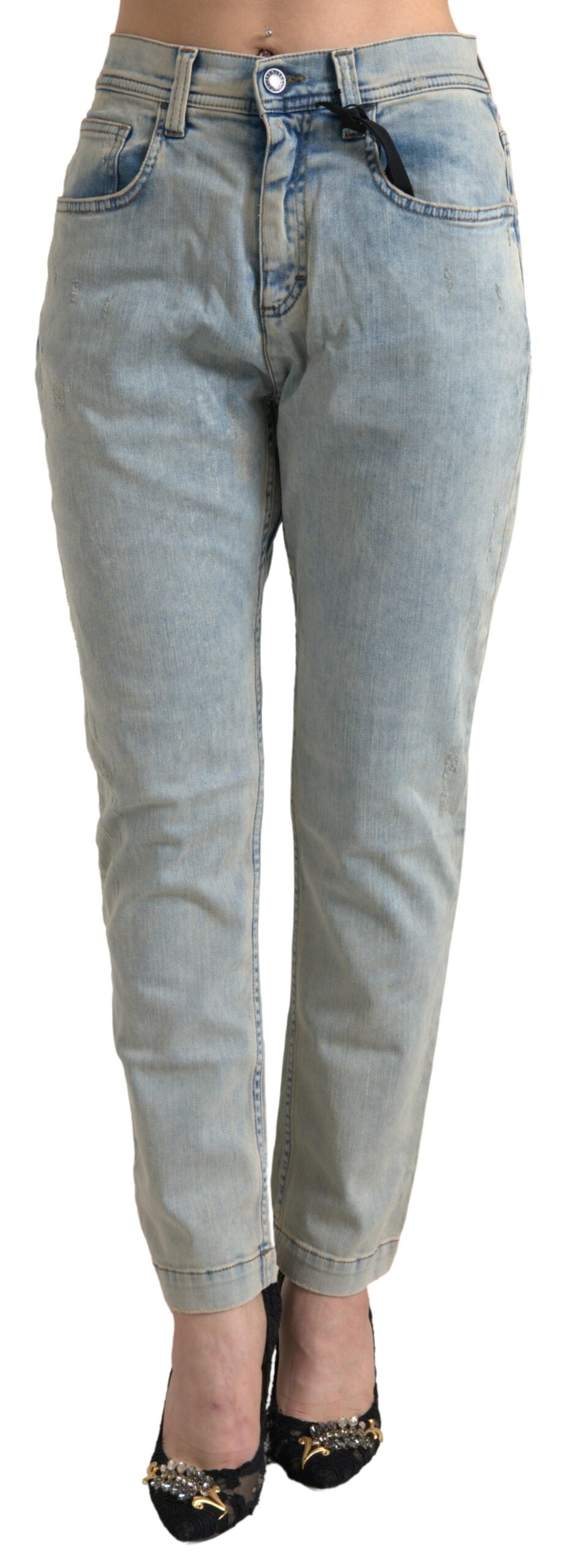Dolce & Gabbana Blue Washed Cotton Mid Waist Skinny Jeans -   -  Dolce & Gabbana.