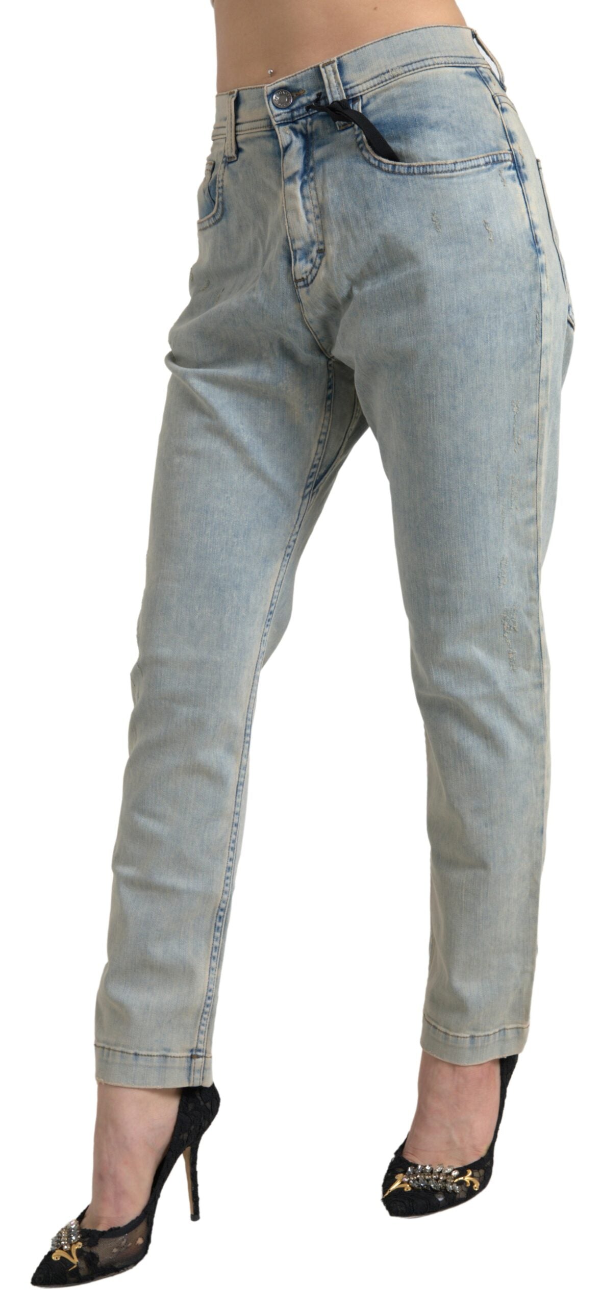 Dolce & Gabbana Blue Washed Cotton Mid Waist Skinny Jeans -   -  Dolce & Gabbana.