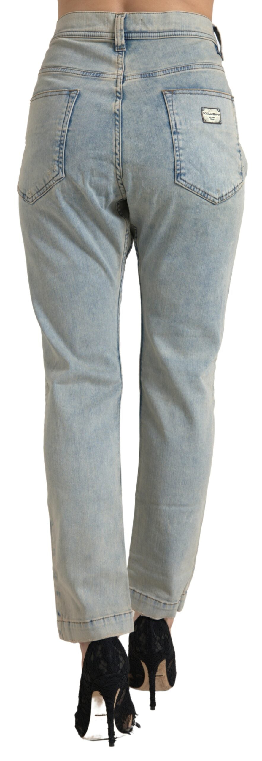 Dolce & Gabbana Blue Washed Cotton Mid Waist Skinny Jeans -   -  Dolce & Gabbana.