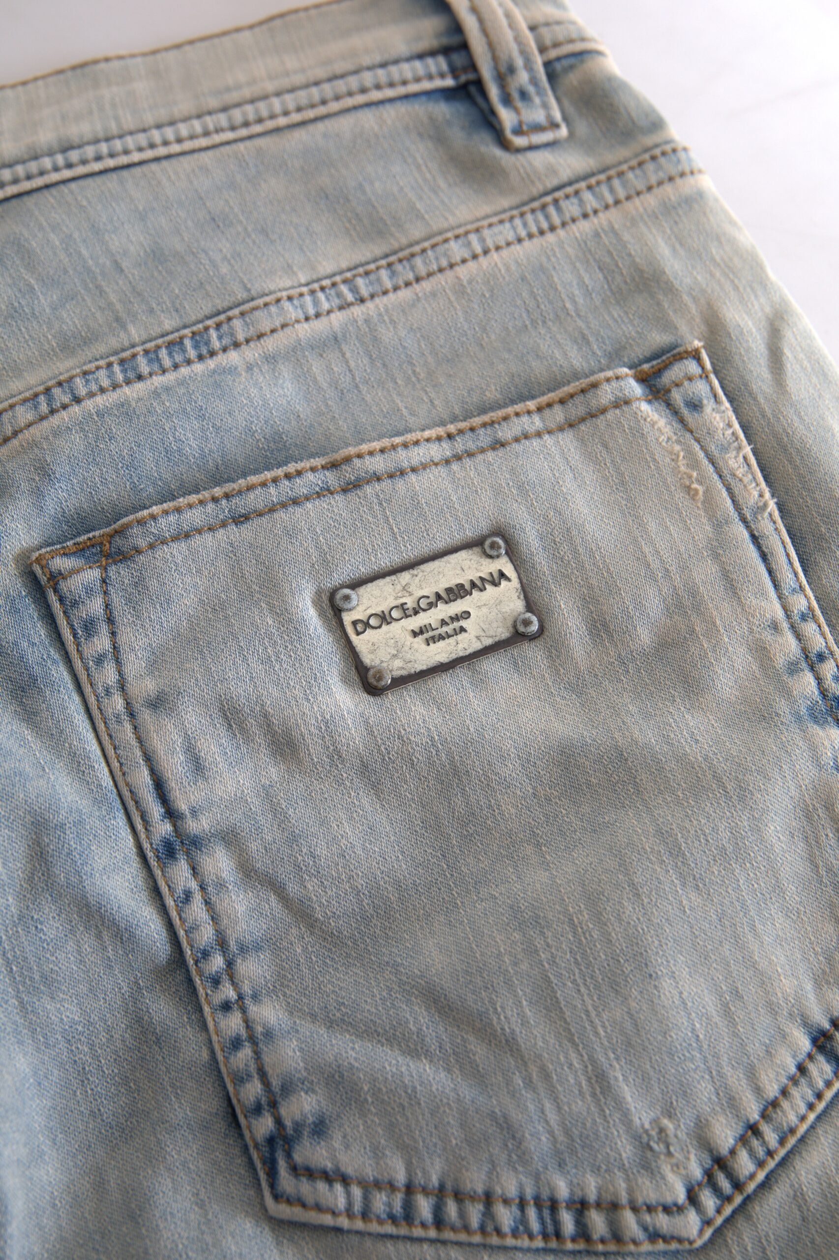 Dolce & Gabbana Blue Washed Cotton Mid Waist Skinny Jeans -   -  Dolce & Gabbana.