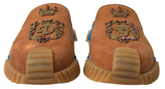 Dolce & Gabbana Brown Suede Crown Logo NS1 Slides Sandals -   -  Dolce & Gabbana.