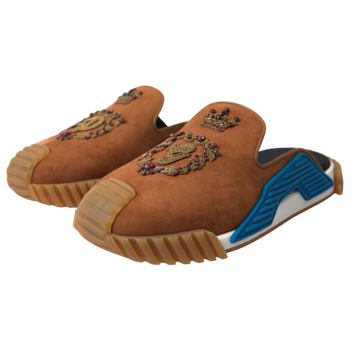 Dolce & Gabbana Brown Suede Crown Logo NS1 Slides Sandals -   -  Dolce & Gabbana.