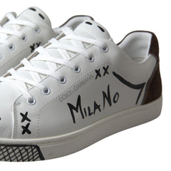 Dolce & Gabbana White Leather Brown LOVE Casual Sneakers -   -  Dolce & Gabbana.