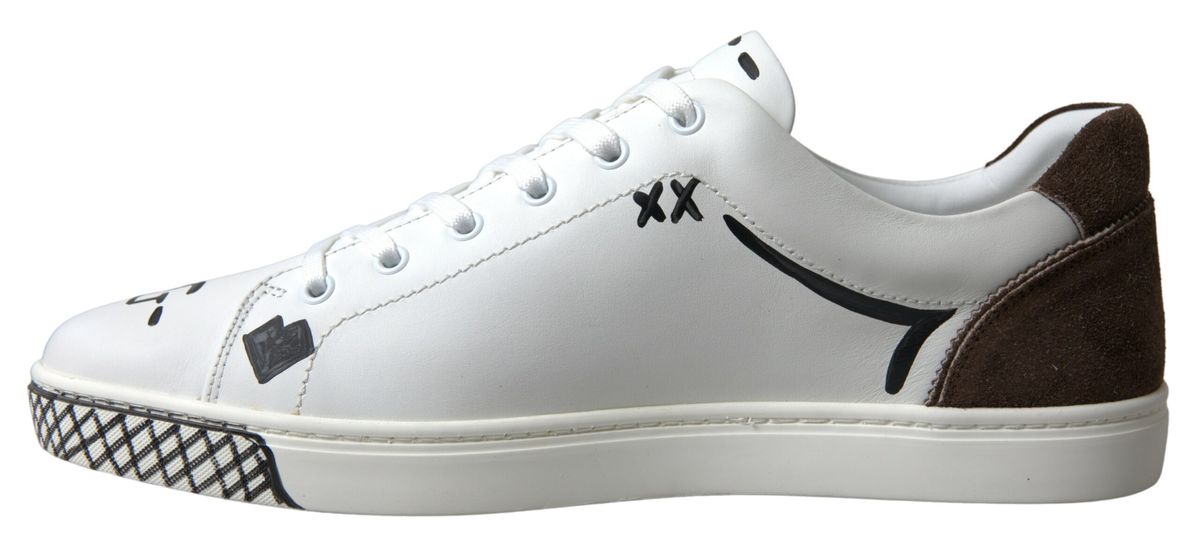 Dolce & Gabbana White Leather Brown LOVE Casual Sneakers -   -  Dolce & Gabbana.