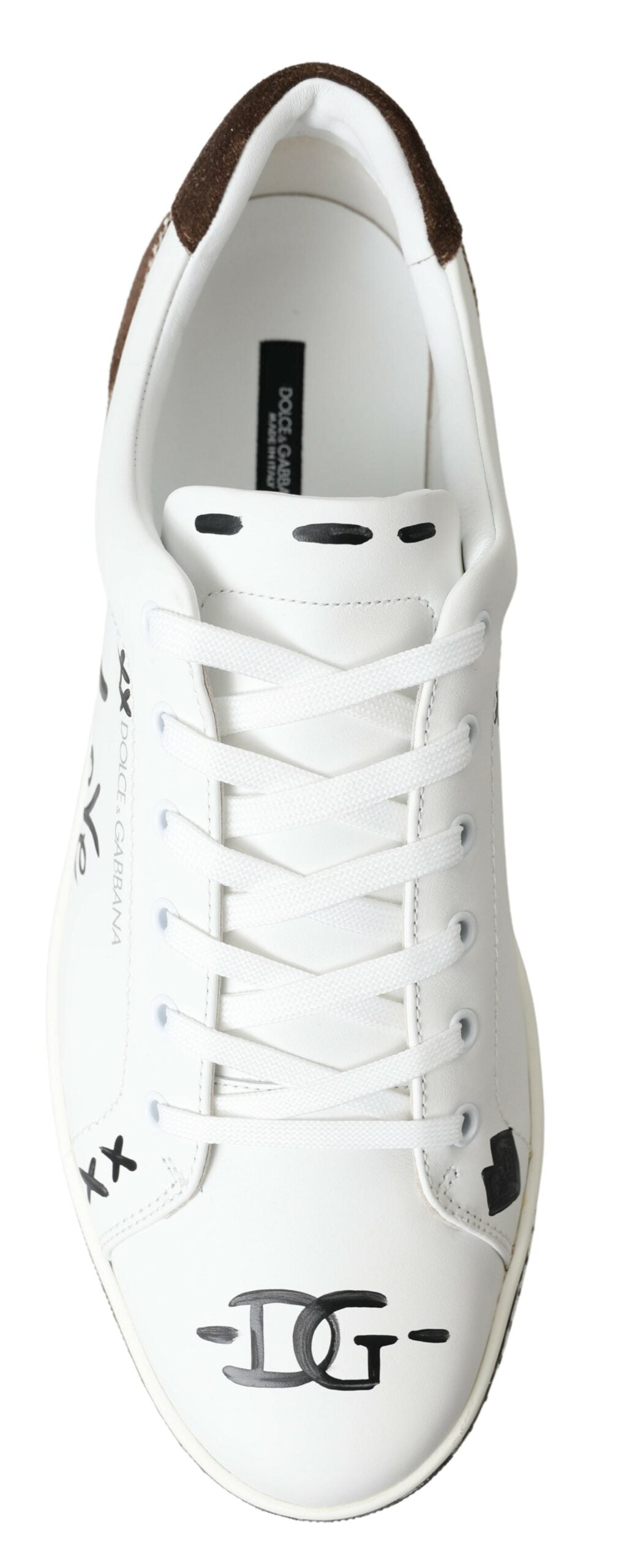 Dolce & Gabbana White Leather Brown LOVE Casual Sneakers -   -  Dolce & Gabbana.