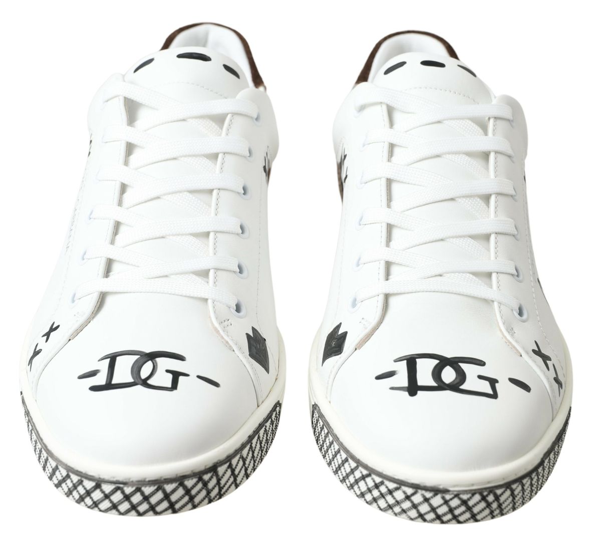 Dolce & Gabbana White Leather Brown LOVE Casual Sneakers -   -  Dolce & Gabbana.