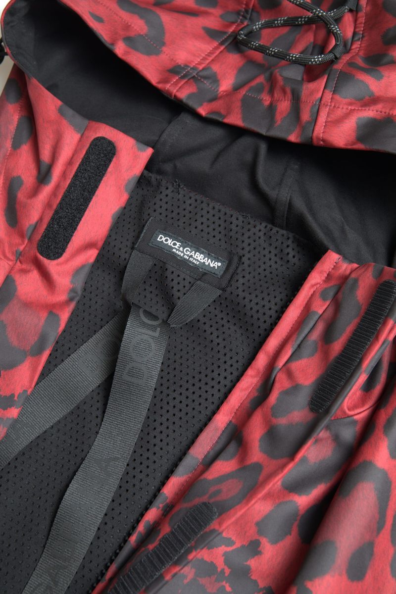 Dolce & Gabbana Red Leopard Hooded Rain Coat Jacket -   -  Dolce & Gabbana.