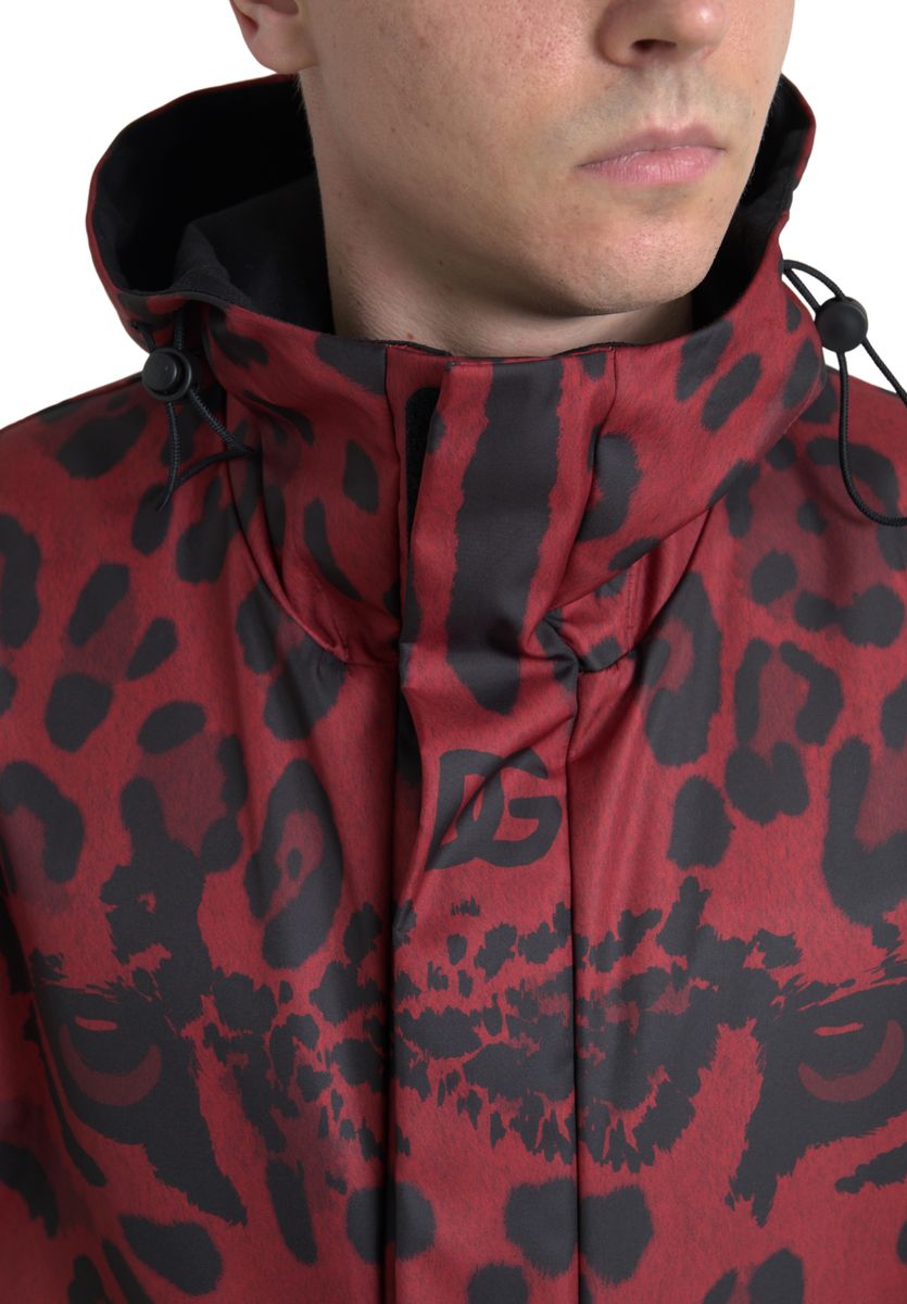 Dolce & Gabbana Red Leopard Hooded Rain Coat Jacket -   -  Dolce & Gabbana.