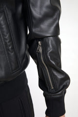 Dolce & Gabbana Black Leather Full Zip Bomber Men Jacket -   -  Dolce & Gabbana.