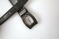 Ermanno Scervino Black Leather Metal Buckle Cintura Belt -   -  Ermanno Scervino.