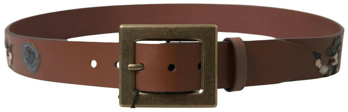 Dolce & Gabbana Brown Leather #DGFAMLY Square Buckle Belt -   -  Dolce & Gabbana.