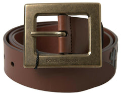 Dolce & Gabbana Brown Leather #DGFAMLY Square Buckle Belt -   -  Dolce & Gabbana.