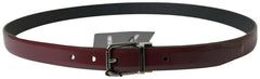 Dolce & Gabbana Bordeaux Leather Silver Metal Buckle Belt -   -  Dolce & Gabbana.