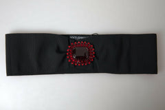 Dolce & Gabbana Black Crystal Brass Wide Waist Runway Belt -   -  Dolce & Gabbana.