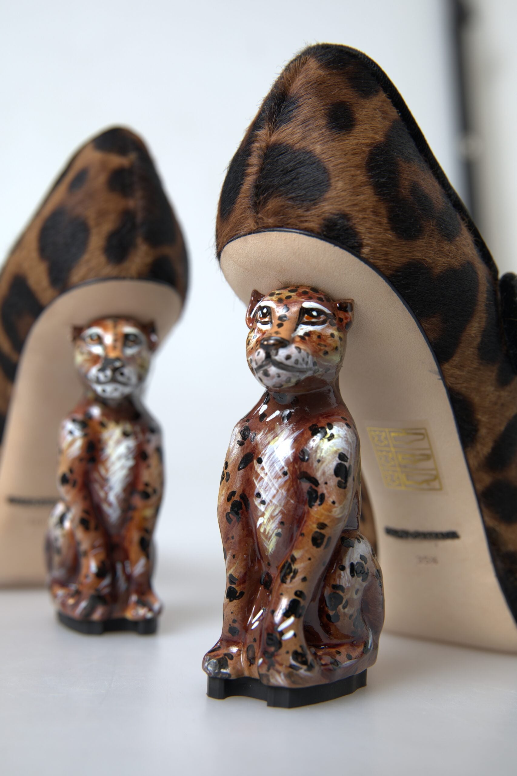 Dolce & Gabbana Black Brown Calf Leopard Heel Mary Jane Pump Shoes -   -  Dolce & Gabbana.